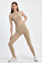 Seamless High Waist Stretchy and Firming Leggings and Suspender Bustier Bottom-Top Set - 2