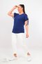 Plus Size New Season Comfort Model Sleeve Tied Pearl Detailed Short Sleeve Combed Cotton Tunic T-Shirt - 8