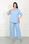 Women's Indigo Elastic Waist Soft Linen Plus Size Trousers