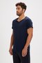 V-neck T-shirt Lacivert Basic Erkek Tişört - 4