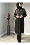 Black Tracksuit Set with Gold Detail and Zipper - 4