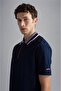 Men's Cotton Polo Collar Button Closure Short Sleeve Navy Blue Polo Collar T-shirt24411288-013 - 3