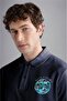 Men's Cotton Polo Collar Button Closure Short Sleeve Blue Polo Collar T-Shirt24411352-013 - 4