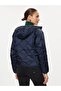 Women's Hooded Zipper Closure Long Sleeve Navy Blue Coat DW0DW17242-C1G - 2