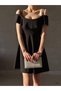 Women's Strappy Neckline Detail Crepe Fabric Dress (Colorful)