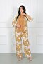 Women's Mustard Lycra 3-Piece Set Knitted Wrap Shirt Blouse Trousers - 2