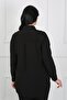 Women's Black Rita Fabric Double Pocket Large Size Shirt - 3