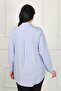 Women's Blue Rita Fabric Double Pocket Plus Size Shirt - 2