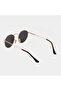 Round Oval Gold Frame Leopard Detailed Black Polarized Glass Unisex Sunglasses - 6