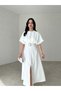 Belted Midi Dress with Slip Sleeves