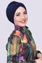 Hijab Sea Pool Cap (Four SEASONS USE) Navy Blue Double Sided Knot Cross Model