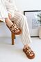 Glamour Double Banded Gold Buckle Detailed Daily Comfort Women's Slippers - 5