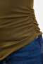 Haki Dik Yaka Büzgü/Drape Detaylı Fitted/Vücuda Oturan Asimetrik Örme Bluz TWOSS24BZ00534 - 4