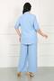 Women's Indigo Elastic Waist Soft Linen Plus Size Trousers - 4