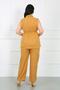 Women's Mustard Color Top and Bottom Vest Pants Plus Size Set - 2