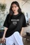 1898 Printed Black Oversize Salas Boyfriend Women's T-shirt - 2