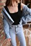 Premium Texture Knitwear - Square Collar Thick Strap Women's Blouse