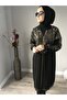 Black Tracksuit Set with Gold Detail and Zipper - 5