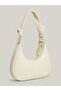 Women's Leather Brand Logo Zippered Daily Use White Shoulder Bag AW0AW16073-0K4 - 3