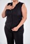 Large Size112035 - Button Detailed Vest Set - 2
