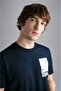 Men's Brand Logo Cotton Regular Fit Casual Navy Blue T-Shirt24411064-013 - 3