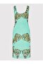 Women's Patterned Slim Fit Round Neck Midi Green Dress 72hao946 Js051-g12 - 5