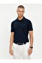 Men's Polo Collar Button Closure Short Sleeve Navy Blue Polo Collar T-Shirt24411247-013