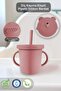 Baby Training Cup with Leak-Proof Lid and Silicone Straw, Silicone Baby Feeding Cup-Pink
