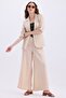 Women's Foldable Sleeve Blazer Jacket and Wide Leg Pants with Belt Two-Piece Linen Set