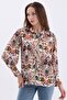 Women's Ethnic Patterned Oversize Satin Shirt with Balloon Sleeves and Shoulder Shirts - 4