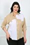 Women's Mink White Linen Plus Size Shirt - 2