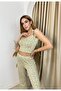 Women's Yellow Floral Printed Athlete Pantalon Pajama Set - 3