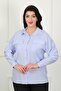 Women's Blue Rita Fabric Double Pocket Plus Size Shirt - 3