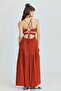 Brick Color Midi Length Back Cutout Dress - 4
