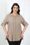 Women's Stone Color Wrapped Fabric Large Size Shirt - 2