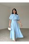 Belted Midi Dress with Slip Sleeves