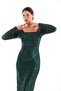 Square Neck Sequined Evening Dress - 5