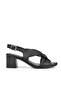 , Women's Genuine Leather Heeled Sandals 1411020Z2213 Black