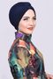 Hijab Sea Pool Cap (Four SEASONS USE) Navy Blue Double Sided Knot Cross Model - 2