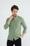 Men's Khaki Slim Fit Narrow Cut Button Collar Linen Look 100% Cotton Flared Shirt - 3