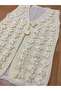 Handmade Pearl Flower Embroidered Knitted Dowry Gift Women's Vest - 2