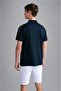 Men's Polo Collar Button Closure Short Sleeve Navy Blue Polo Collar T-Shirt24411313-013 - 3