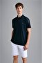 Men's Polo Collar Button Closure Short Sleeve Navy Blue Polo Collar T-Shirt24411313-013