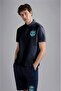Men's Cotton Polo Collar Button Closure Short Sleeve Blue Polo Collar T-Shirt24411352-013