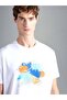 Men's Brand Logo Detailed Crew Neck Regular Fit White T-Shirt24411013-010 - 2