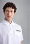 Men's Cotton Polo Collar Button Closure Short Sleeve White Polo Collar T-Shirt24411335-010 - 3