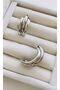 Steel Triple Curved Half Hoop Earrings (3 cm) - 2