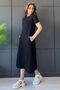 Black Short Sleeve Dress with Crew Neck and Pocket - 2