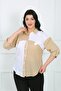 Women's Mink White Linen Plus Size Shirt - 3