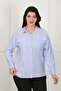 Women's Blue Rita Fabric Double Pocket Plus Size Shirt